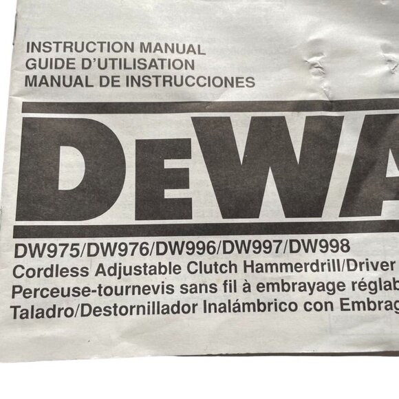 Dewalt Cordless Adjustable Clutch Hammerdrill Manual Instructions u - Picture 3 of 3